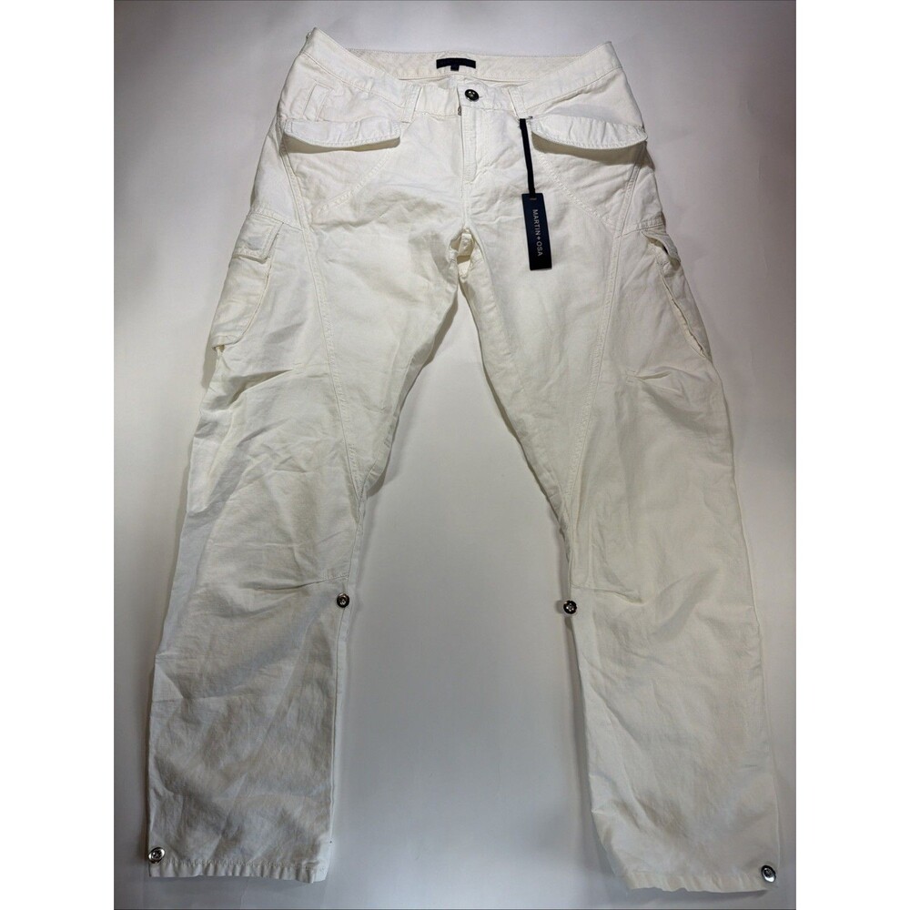NWT Martin & Osa Women’s Off White Linen Blend Cargo Barrel Pants Size 6